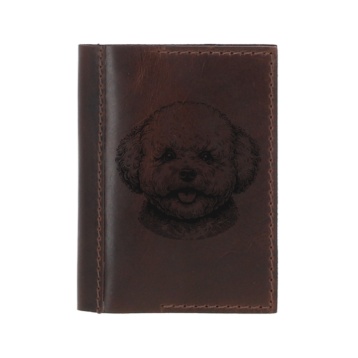 Personalised Bichon Frise Face Leather Sleeve & Notebook