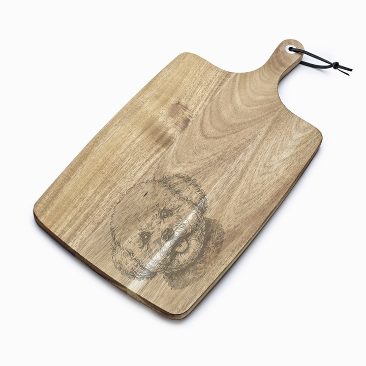 Personalised Bichon Frise Face Engraved Acacia Serving Board