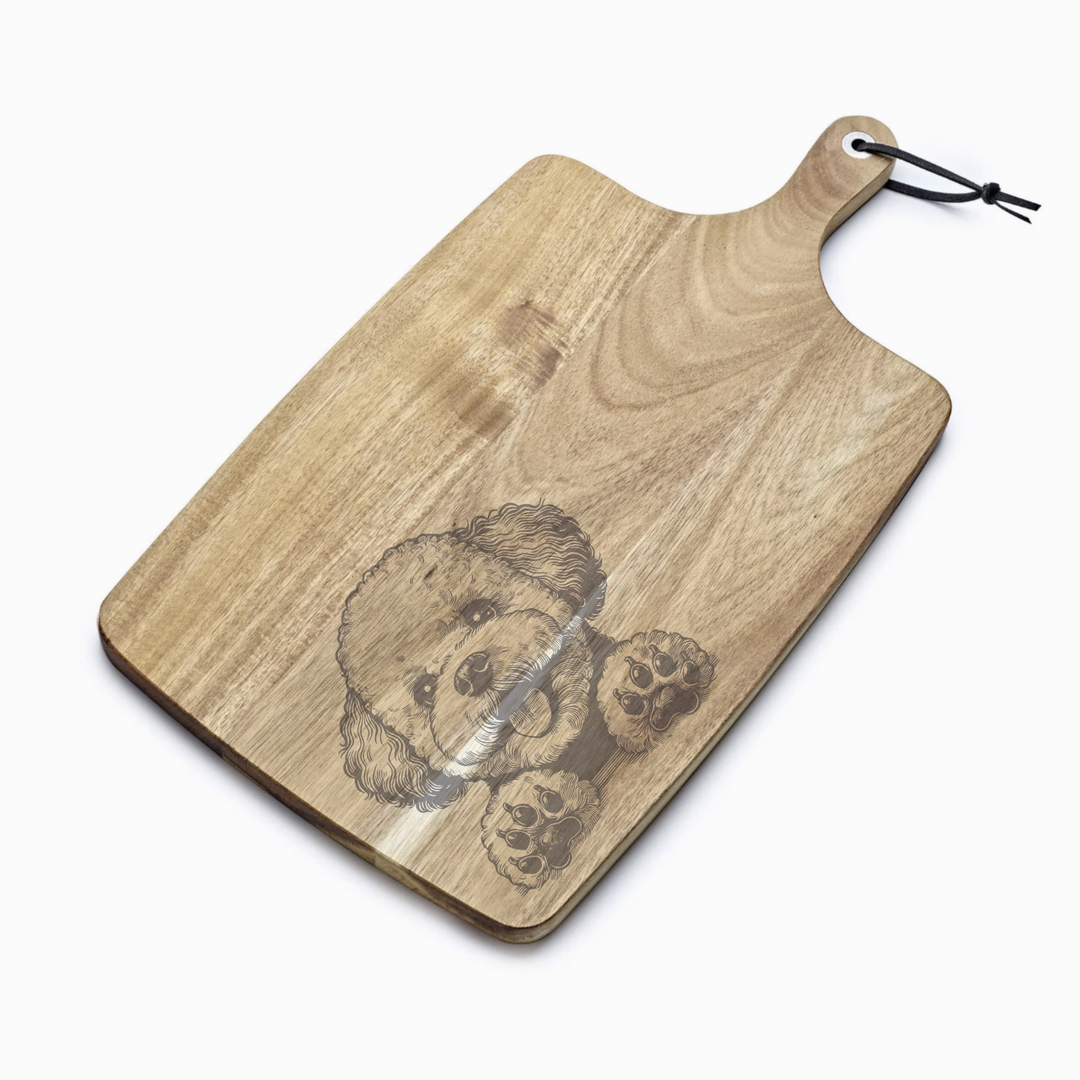 Personalised Bichon Frise Paws Engraved Acacia Serving Board
