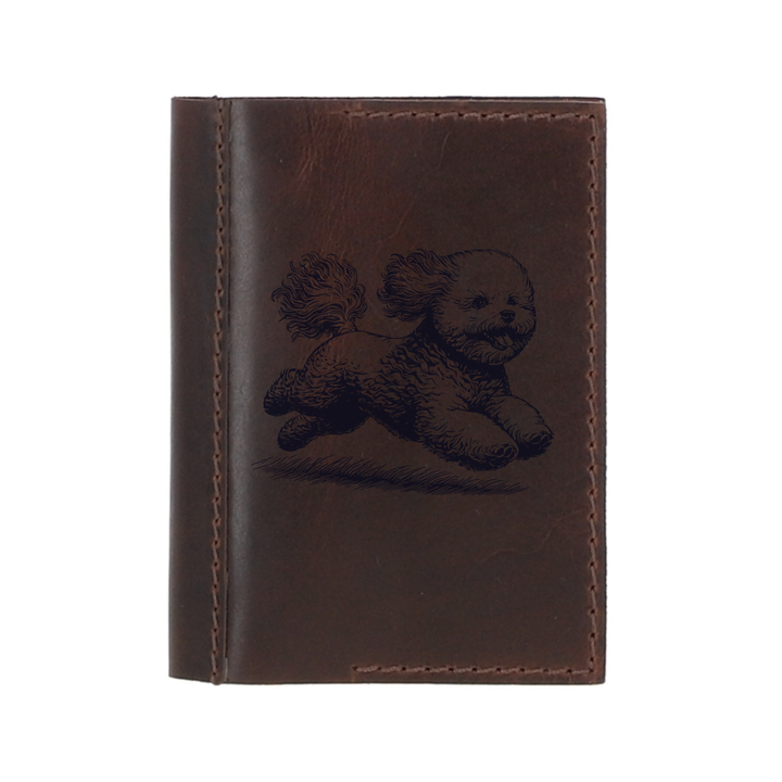 Personalised Bichon Frise Running Leather Sleeve & Notebook
