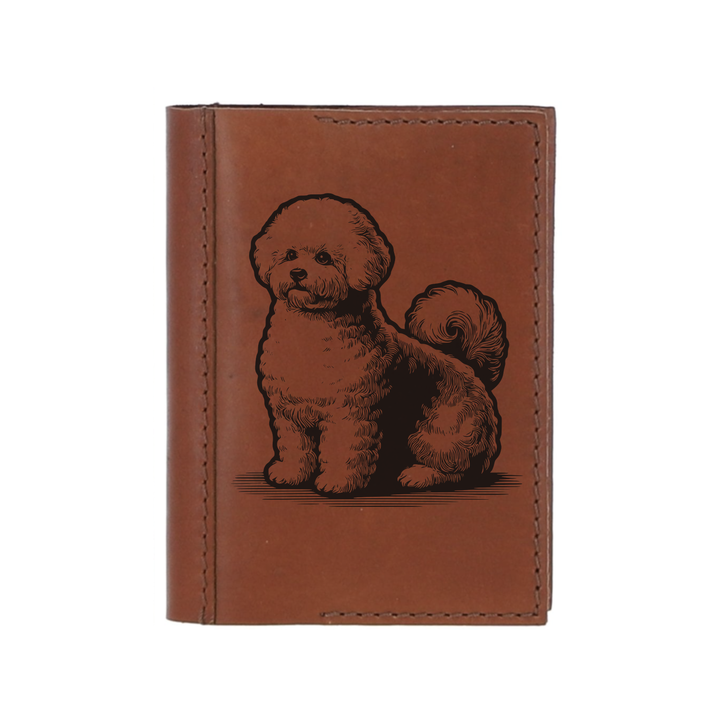 Personalised Bichon Frise Sitting Leather Sleeve & Notebook