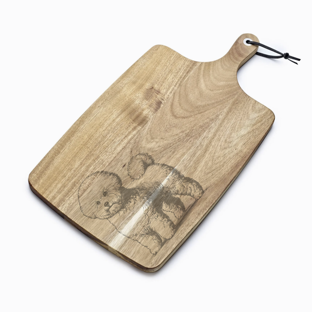 Personalised Bichon Frise Standing Engraved Acacia Serving Board