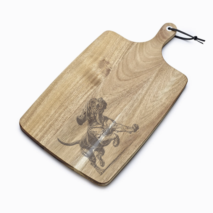 Personalised Running Bloodhound Engraved Acacia Serving Board