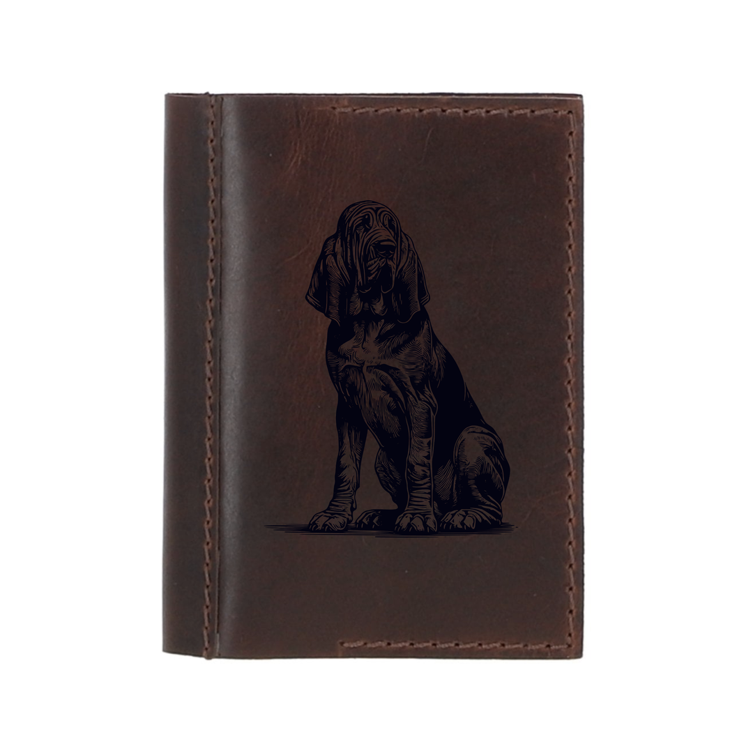 Personalised Bloodhound Sitting Leather Sleeve & Notebook