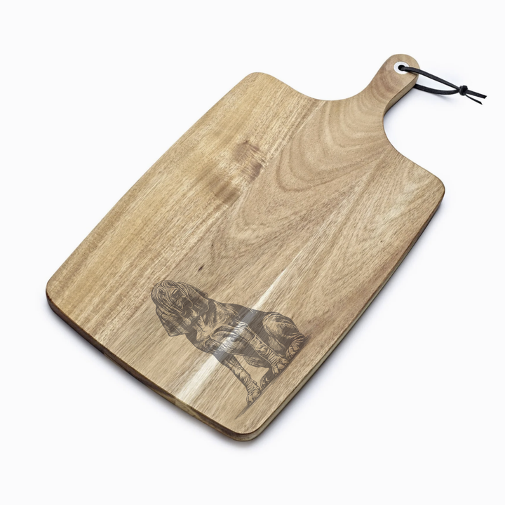 Personalised Sitting Bloodhound Engraved Acacia Serving Board