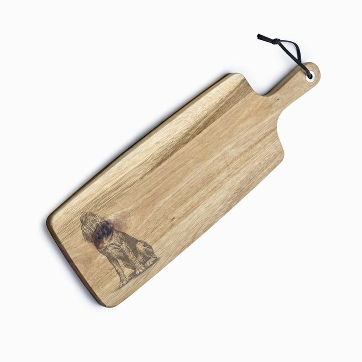 Personalised Sitting Bloodhound Engraved Acacia Serving Board