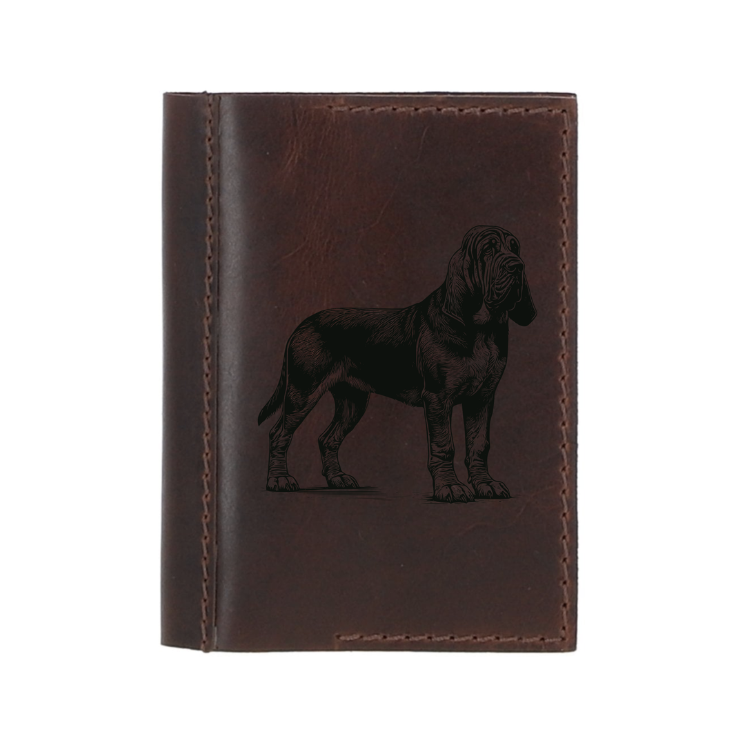 Personalised Bloodhound Standing Leather Sleeve & Notebook