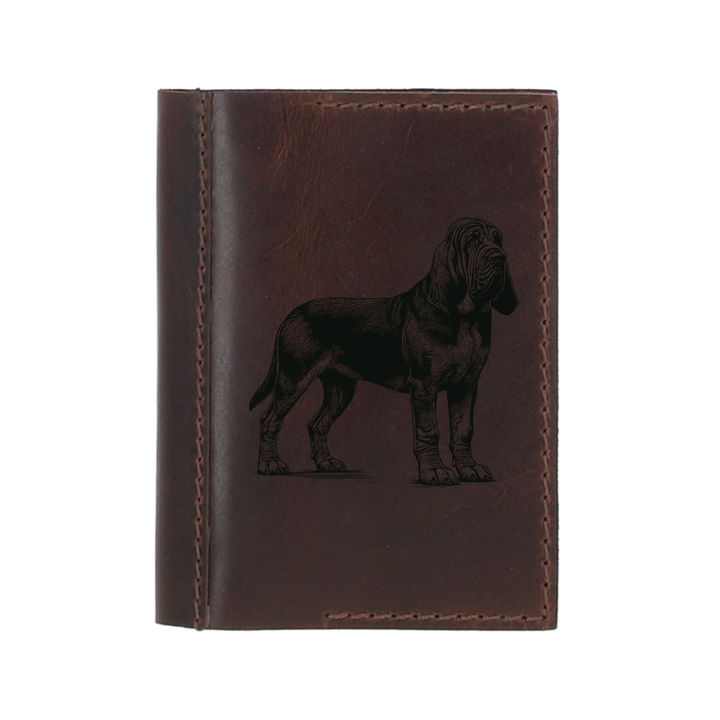 Personalised Bloodhound Standing Leather Sleeve & Notebook