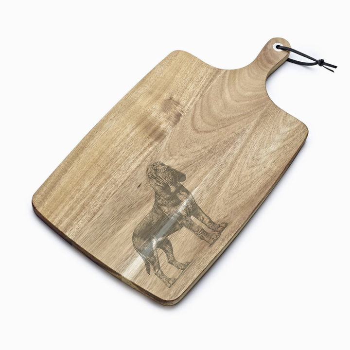 Personalised Standing Bloodhound Engraved Acacia Serving Board