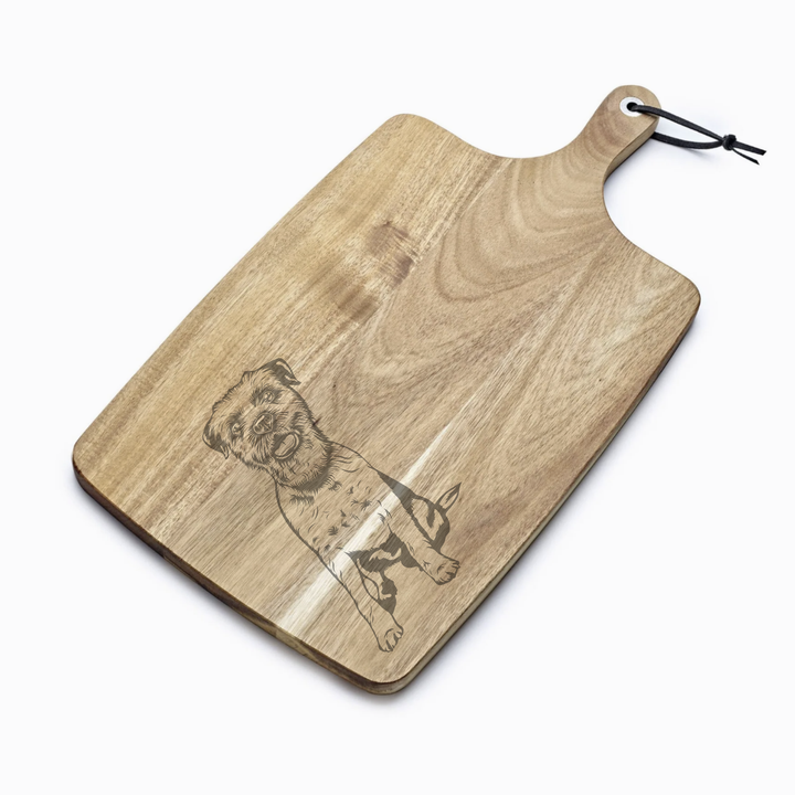 Personalised Border Terrier Engraved Acacia Serving Board