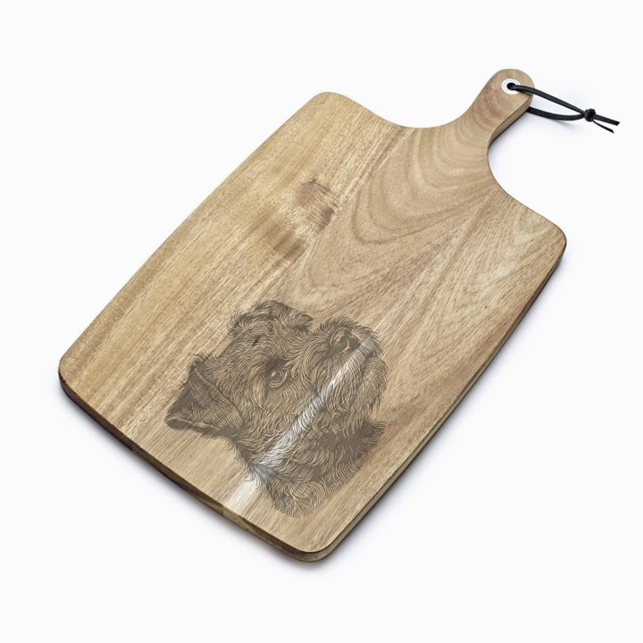 Personalised Border Terrier Side Profile Engraved Acacia Serving Board