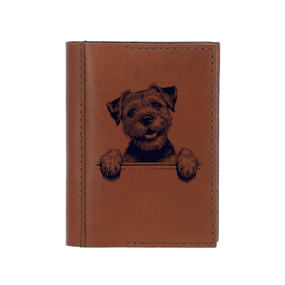 Personalised Border Terrier Paws Leather Sleeve & Notebook