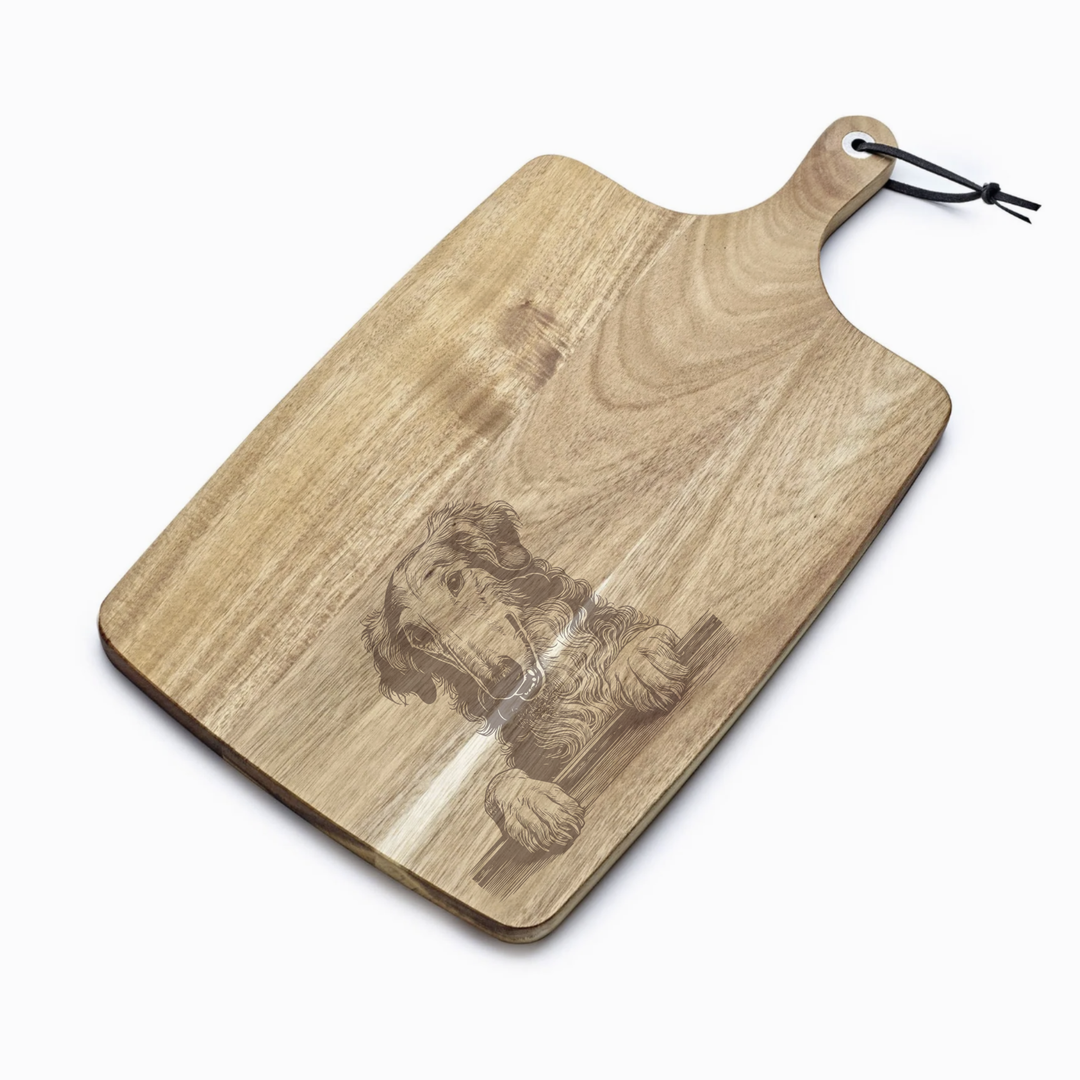 Personalised Borzoi Paws Engraved Acacia Serving Board