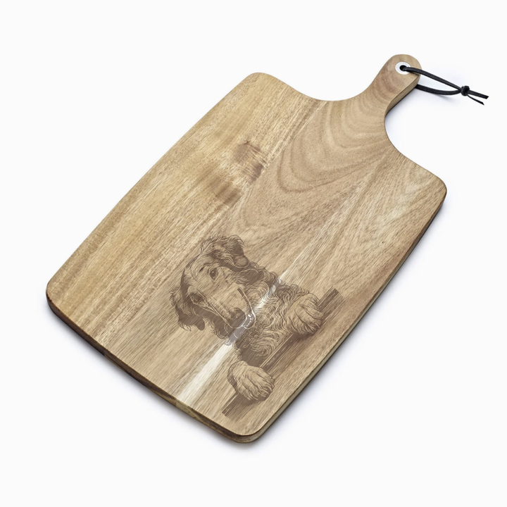 Personalised Borzoi Paws Engraved Acacia Serving Board