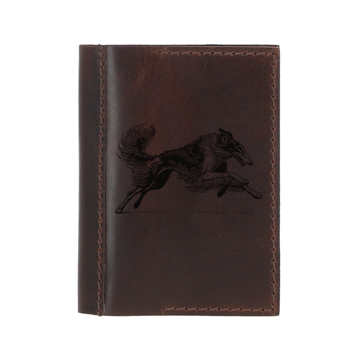 Personalised Borzoi Running Leather Sleeve & Notebook