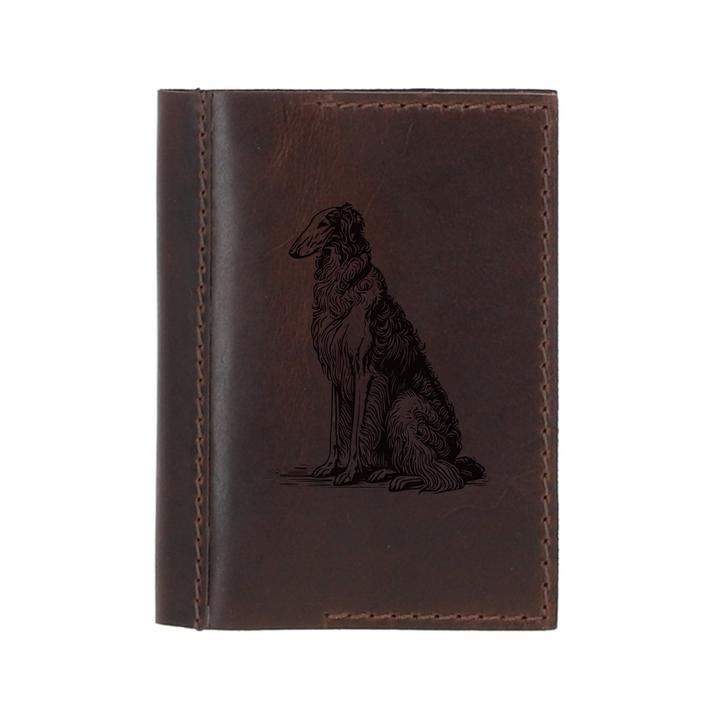 Personalised Borzoi Sitting Leather Sleeve & Notebook
