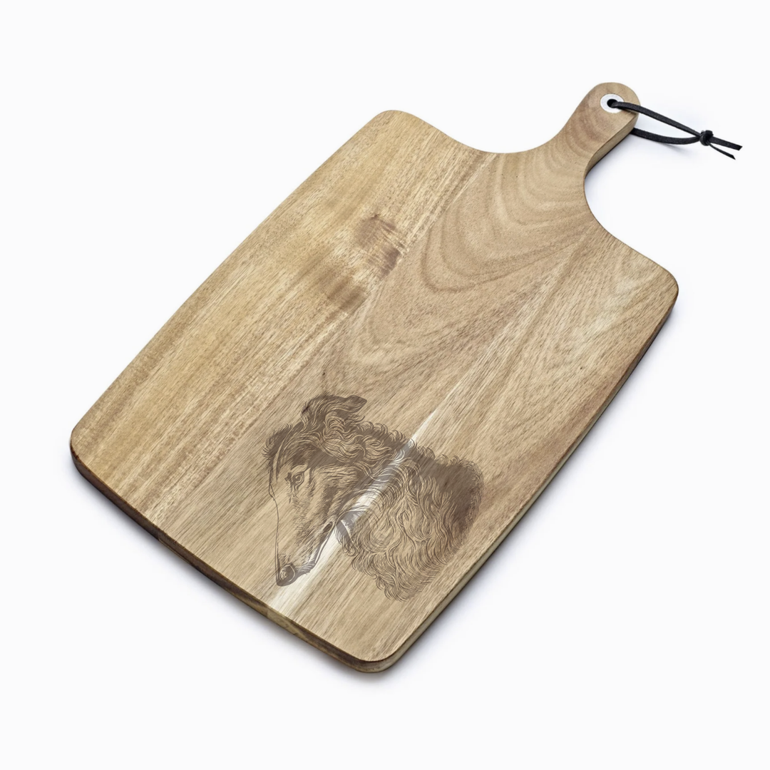 Personalised Borzoi Side Profile Engraved Acacia Serving Board