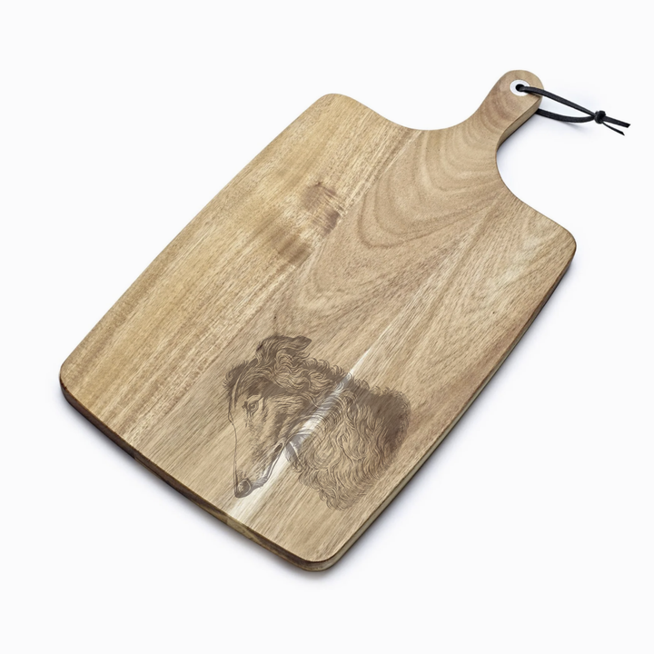 Personalised Borzoi Side Profile Engraved Acacia Serving Board