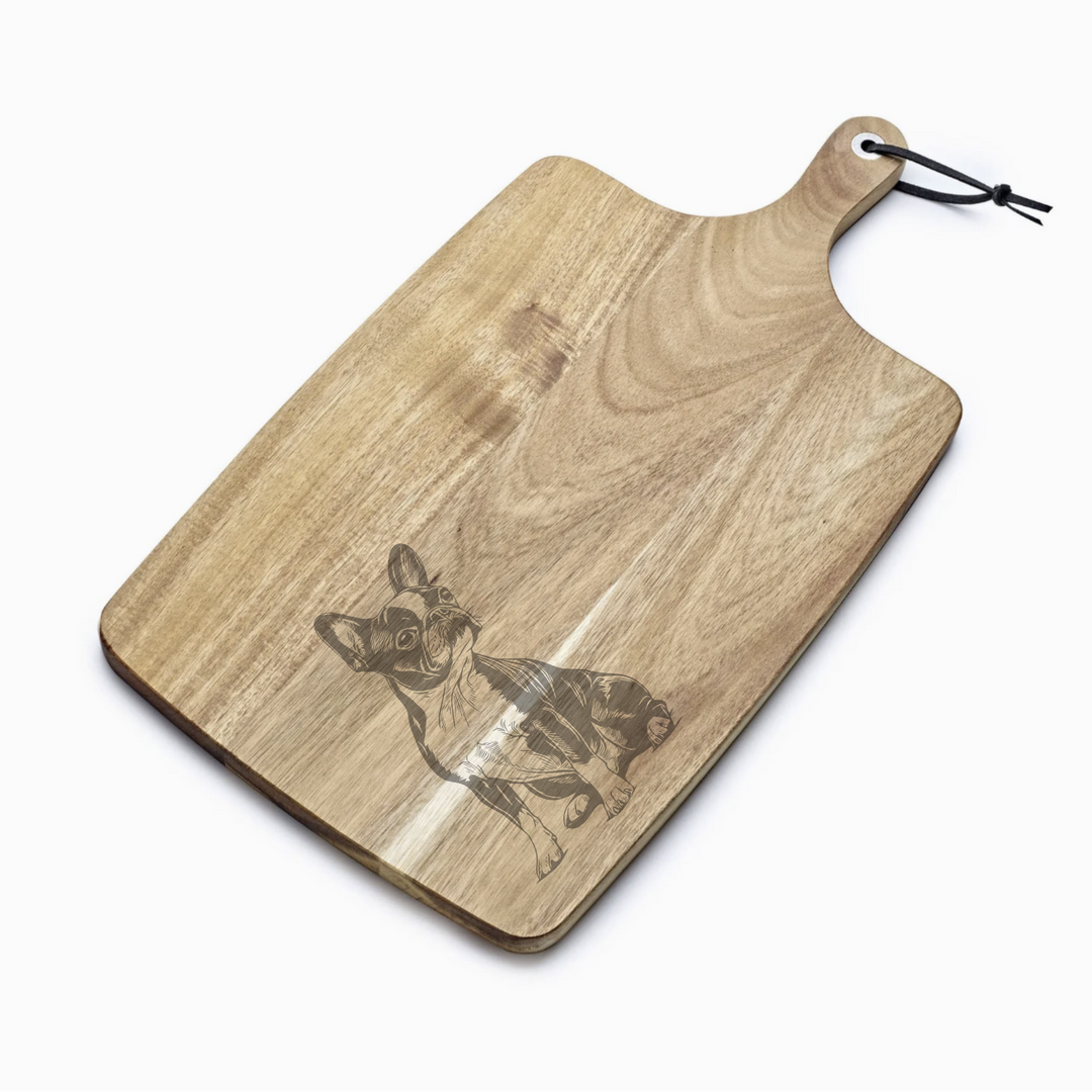 Personalised Boston Terrier SP Engraved Acacia Serving Board