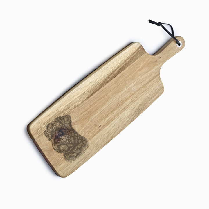 Personalised Bouvier Des Flandres Face Engraved Acacia Serving Board