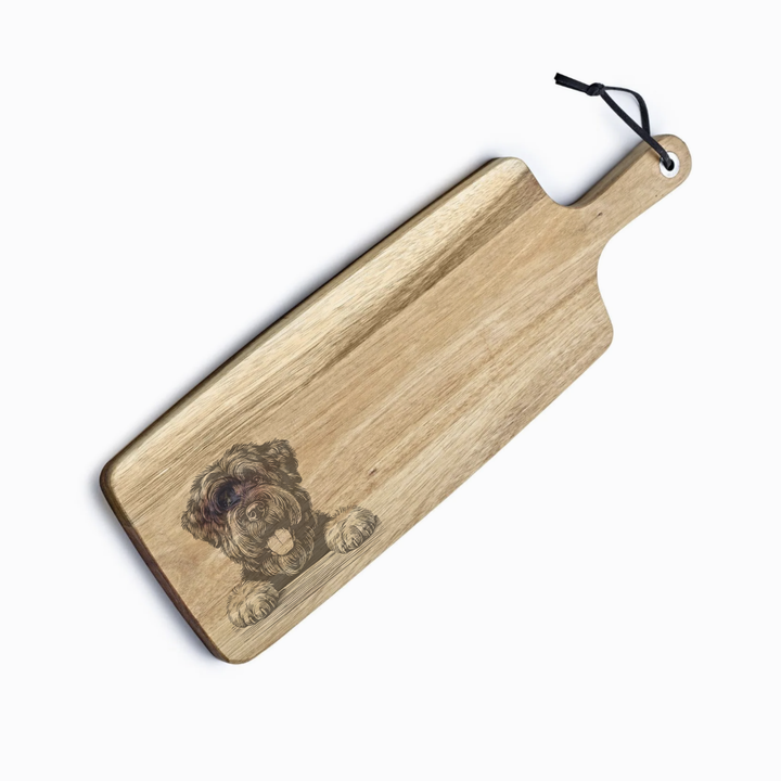 Personalised Bouvier Des Flandres Paws Engraved Acacia Serving Board