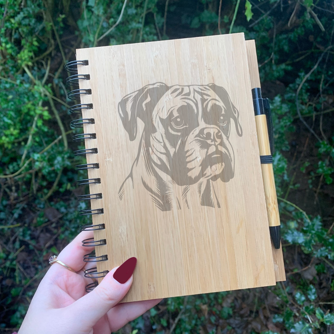Boxer Illustration Engraved Notebook