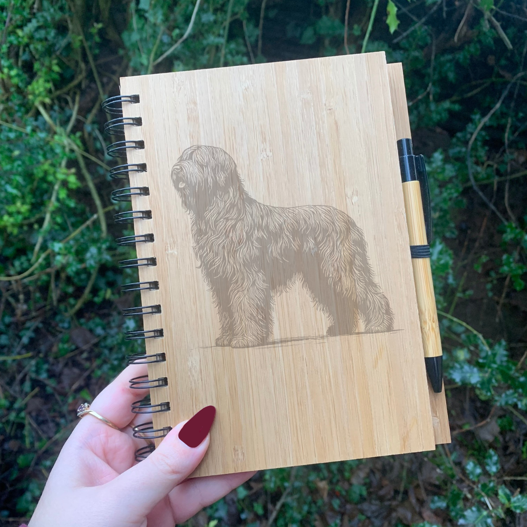 Briard Standing Illustration Engraved Notebook
