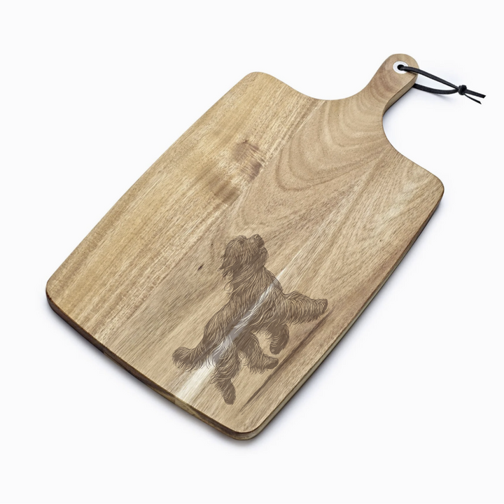 Personalised Briard Running Engraved Acacia Serving Board