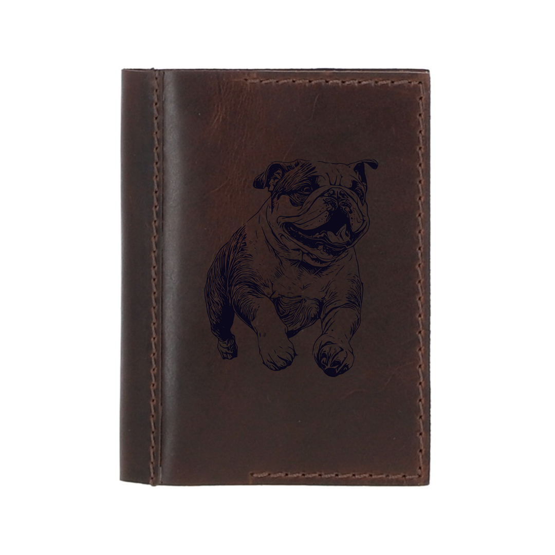 Personalised British Bulldog Running Leather Sleeve & Notebook