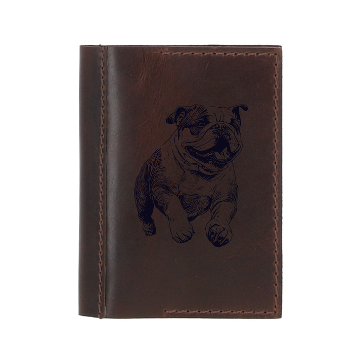 Personalised British Bulldog Running Leather Sleeve & Notebook