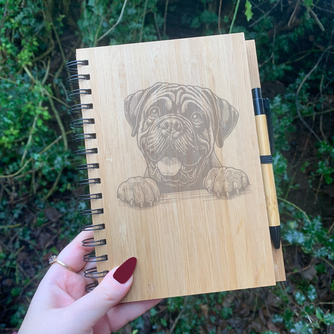 Bullmastiff Paw Illustration Engraved Notebook
