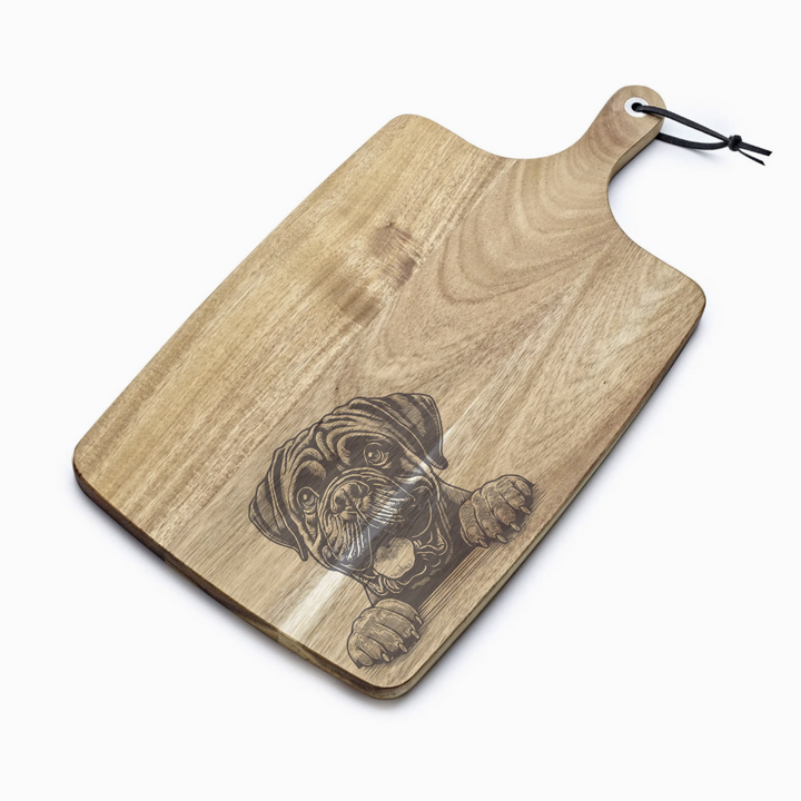 Personalised Bullmastiff Paw Engraved Acacia Serving Board
