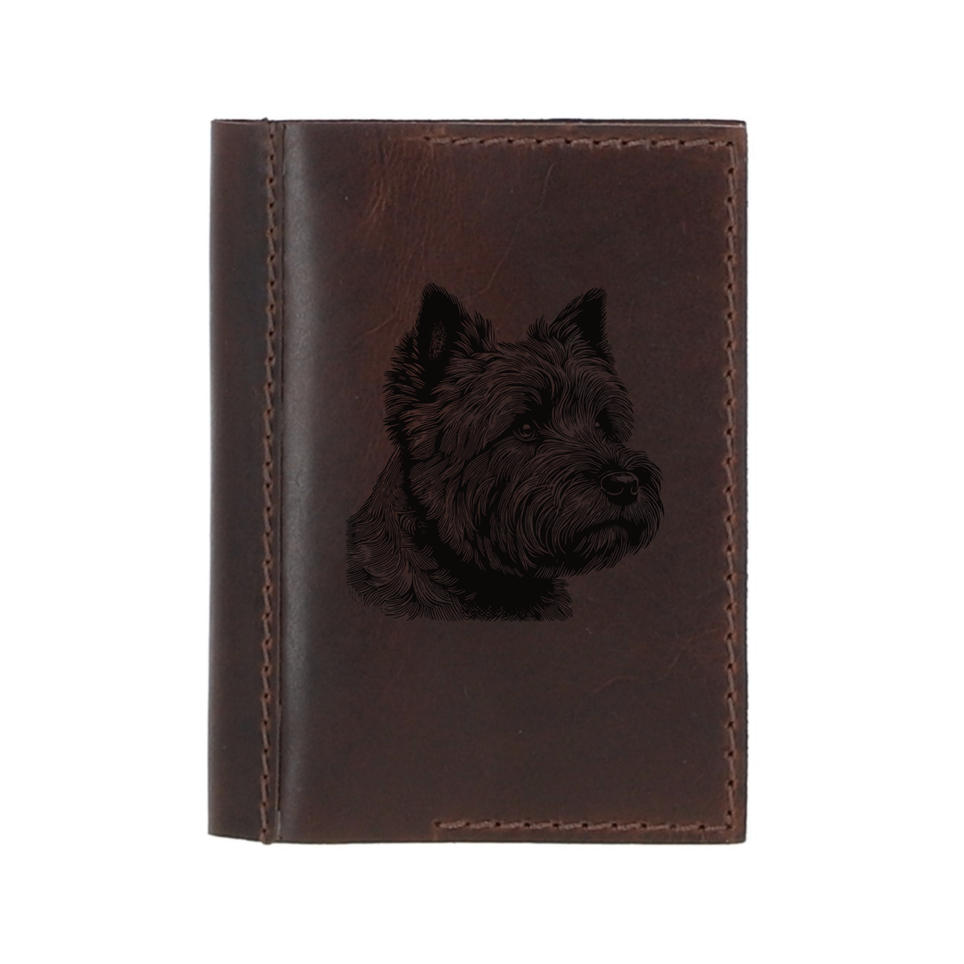 Personalised Cairn Terrier Face Leather Sleeve & Notebook