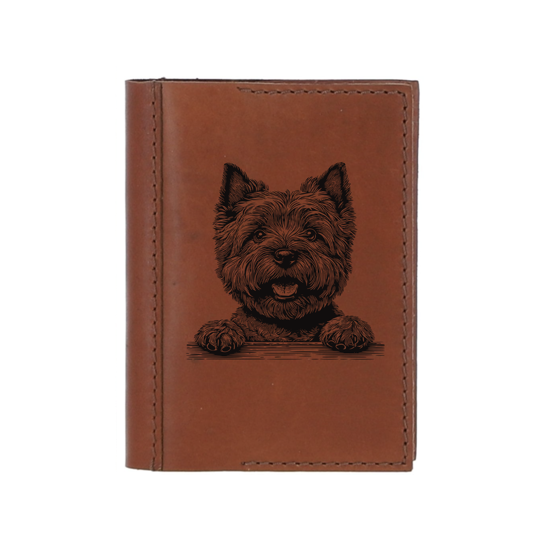 Personalised Cairn Terrier Paws Leather Sleeve & Notebook