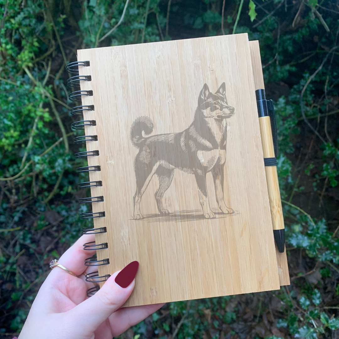 Canaan Dog Standing Illustration Engraved Notebook