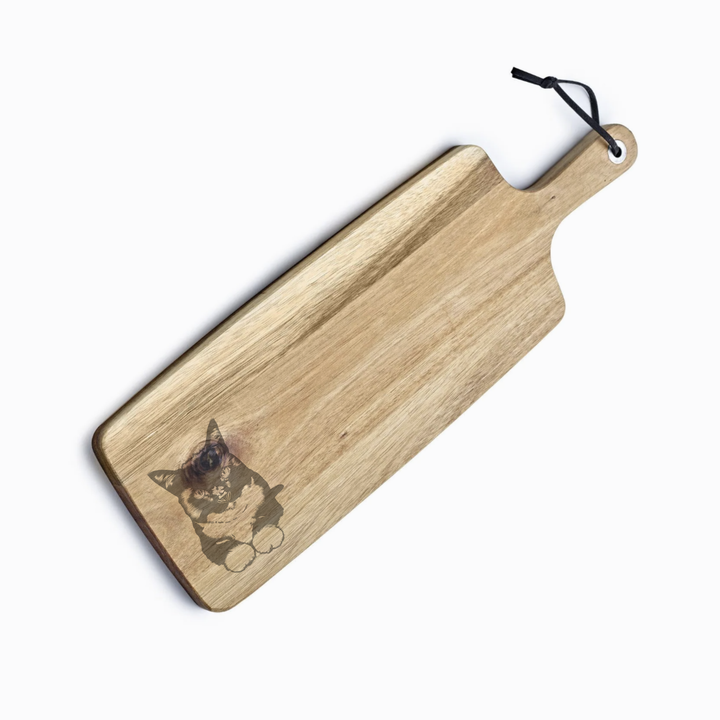 Personalised Cat Engraved Acacia Serving Board