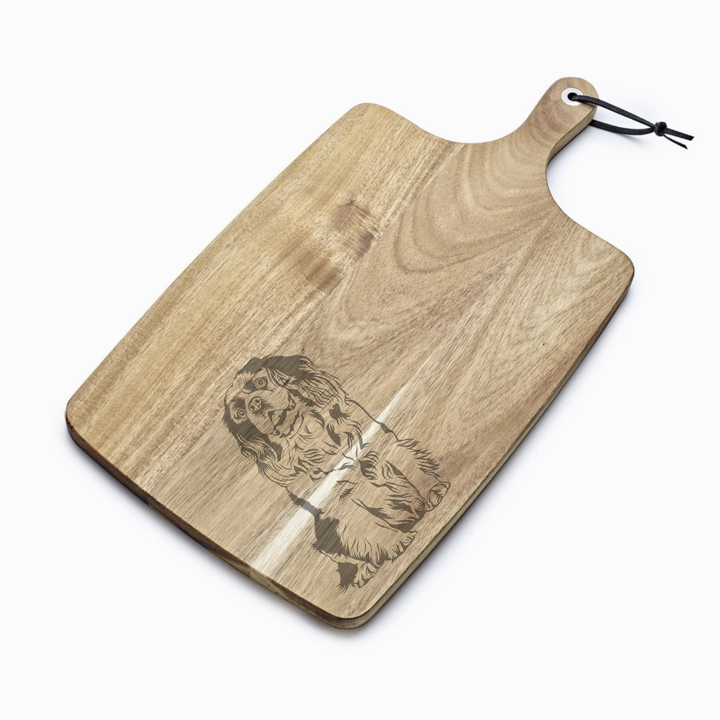 Personalised King Charles Cavalier Sitting Engraved Acacia Serving Board