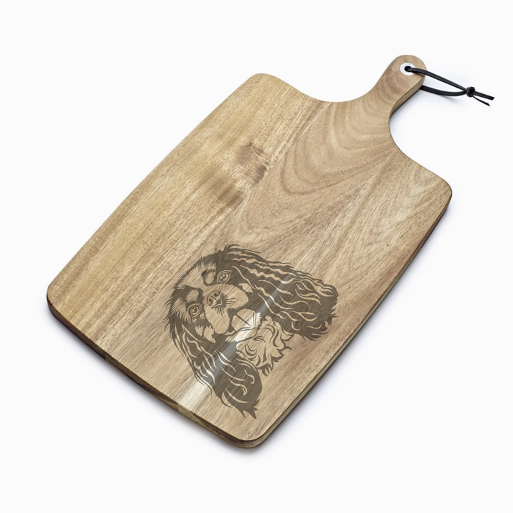 Personalised King Charles Cavalier Face Engraved Acacia Serving Board