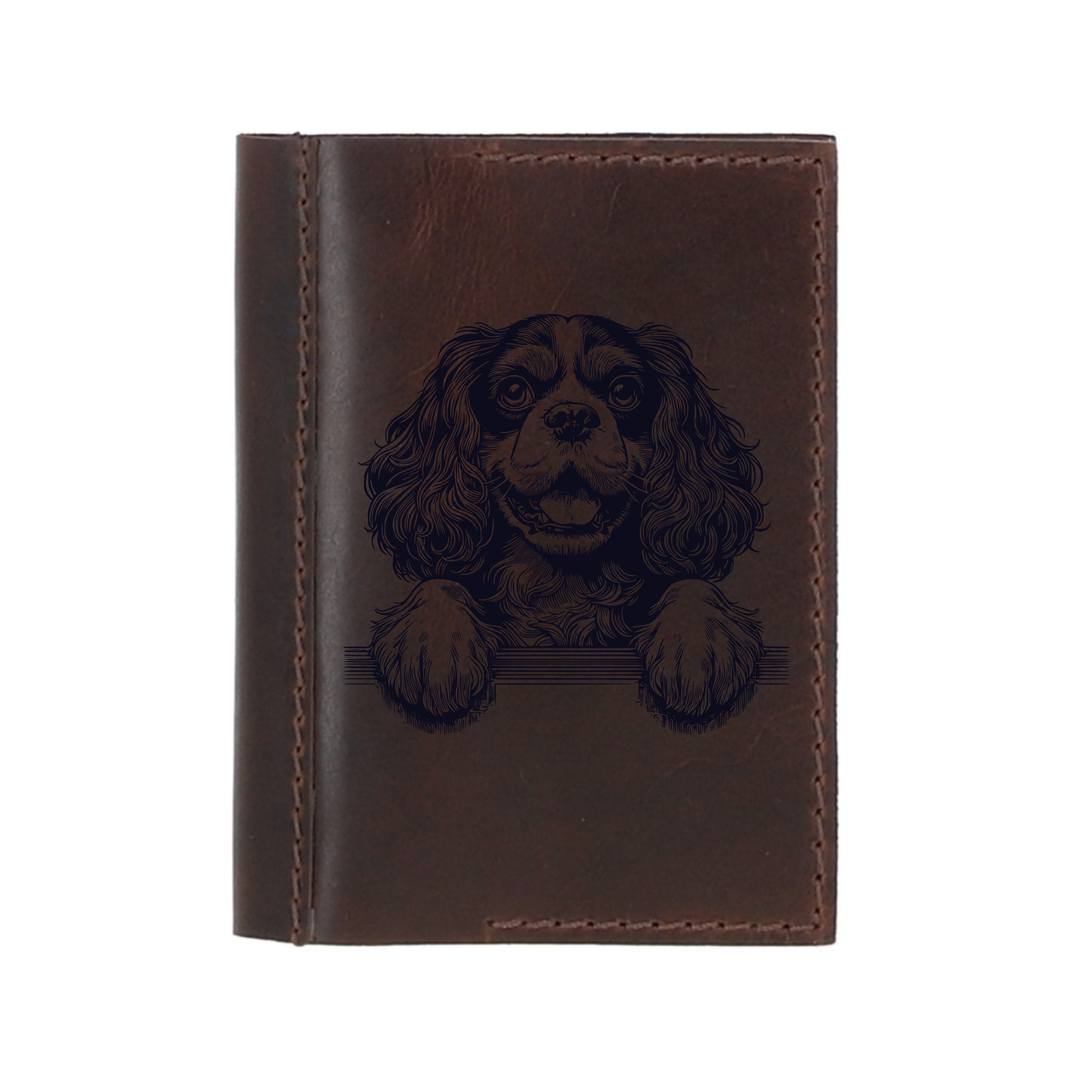 Personalised King Charles Cavalier Spaniel Paw Leather Sleeve & Notebook
