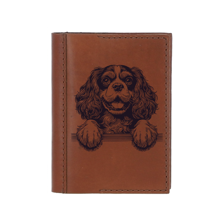 Personalised King Charles Cavalier Spaniel Paw Leather Sleeve & Notebook