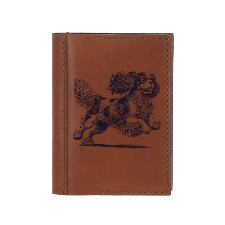 Personalised King Charles Cavalier Spaniel Running Leather Sleeve & Notebook