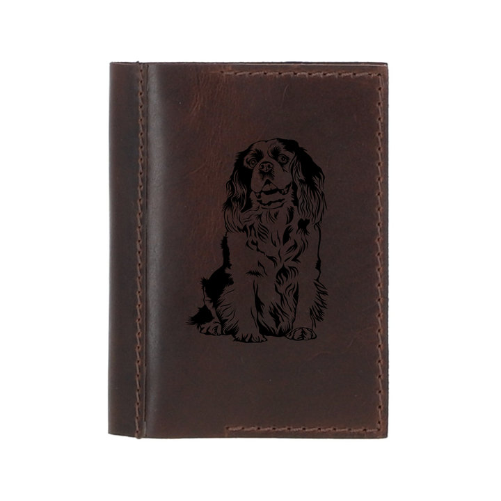 Personalised King Charles Cavalier Spaniel Sitting Leather Sleeve & Notebook