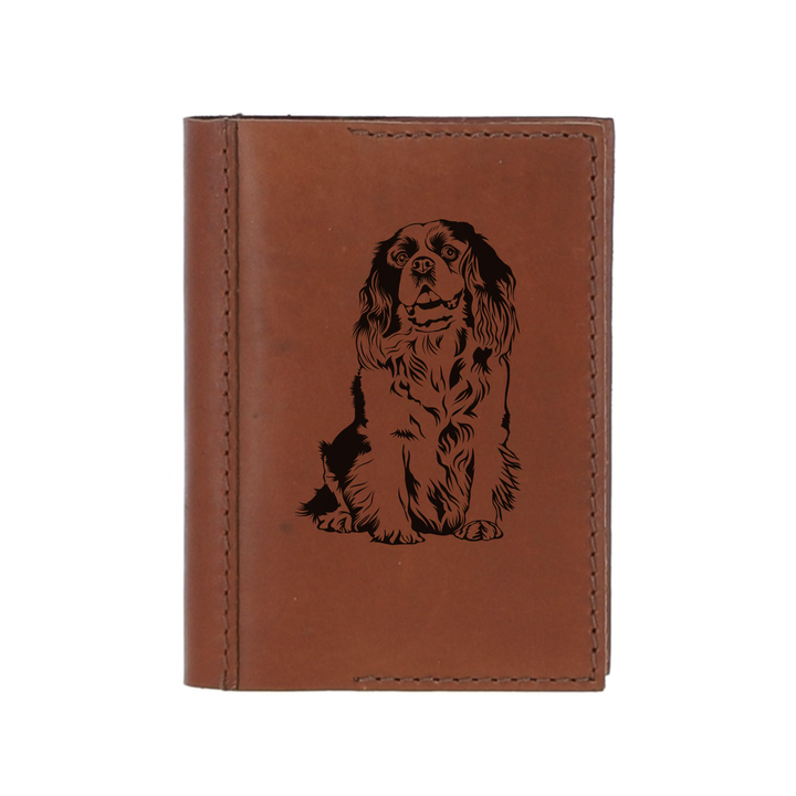 Personalised King Charles Cavalier Spaniel Sitting Leather Sleeve & Notebook