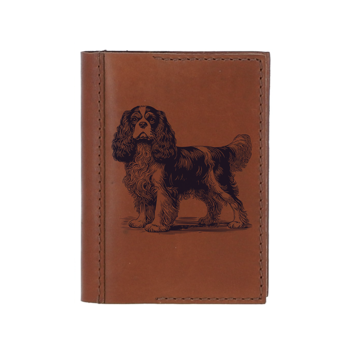 Personalised King Charles Cavalier Spaniel Standing Leather Sleeve & Notebook