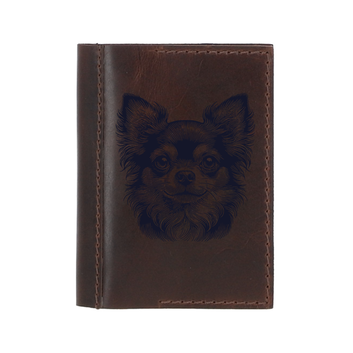 Personalised D Chihuahua Face Leather Sleeve & Notebook