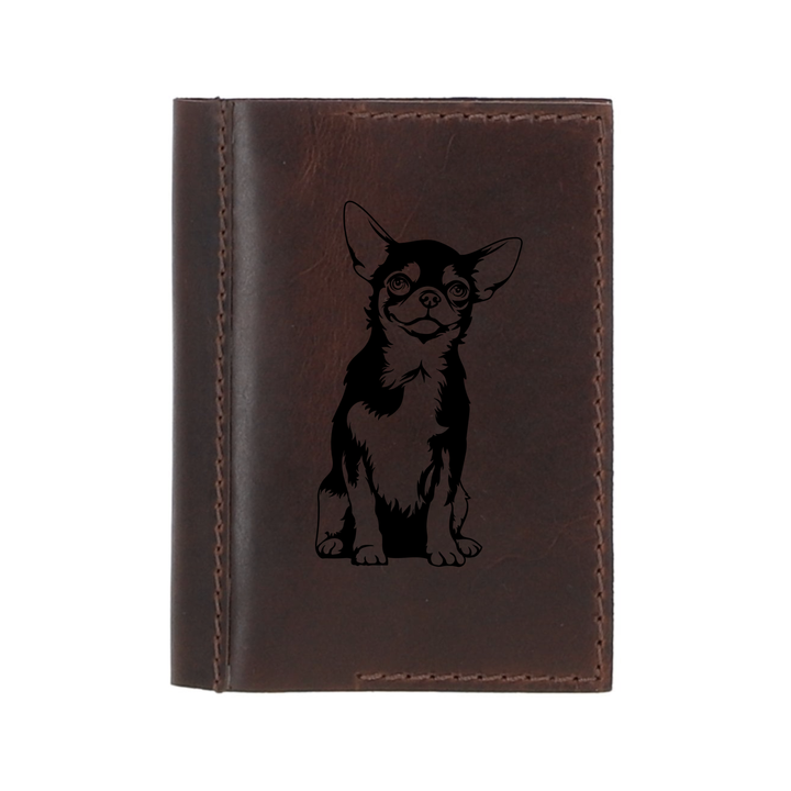 Personalised M Chihuahua Sit Leather Sleeve & Notebook