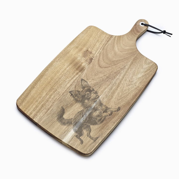 Personalised Running Chihuahua Engraved Acacia Serving Board
