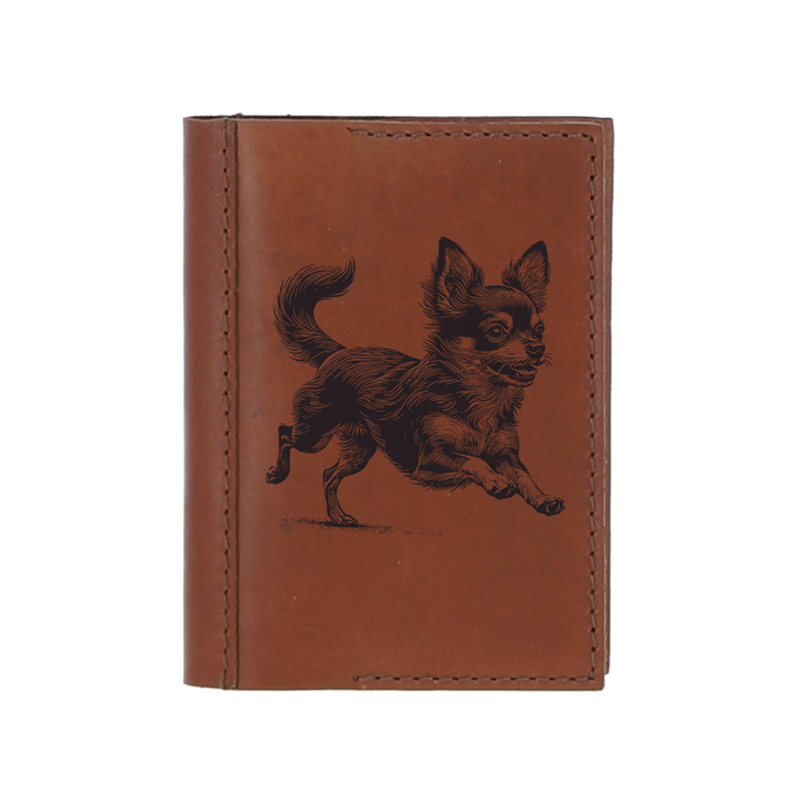 Personalised Chihuahua Running Leather Sleeve & Notebook