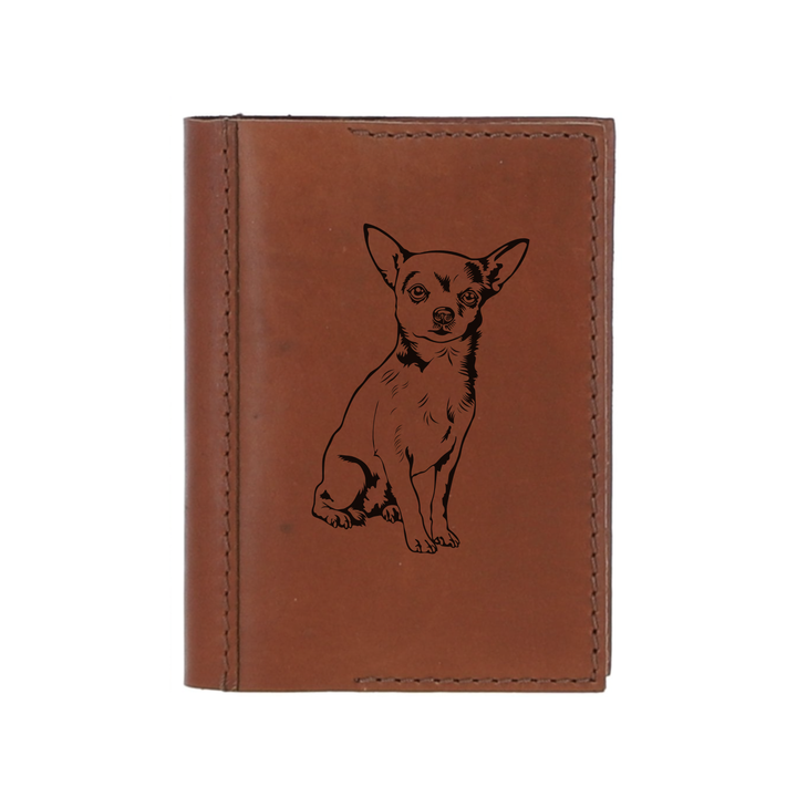 Personalised W Chihuahua Running Leather Sleeve & Notebook