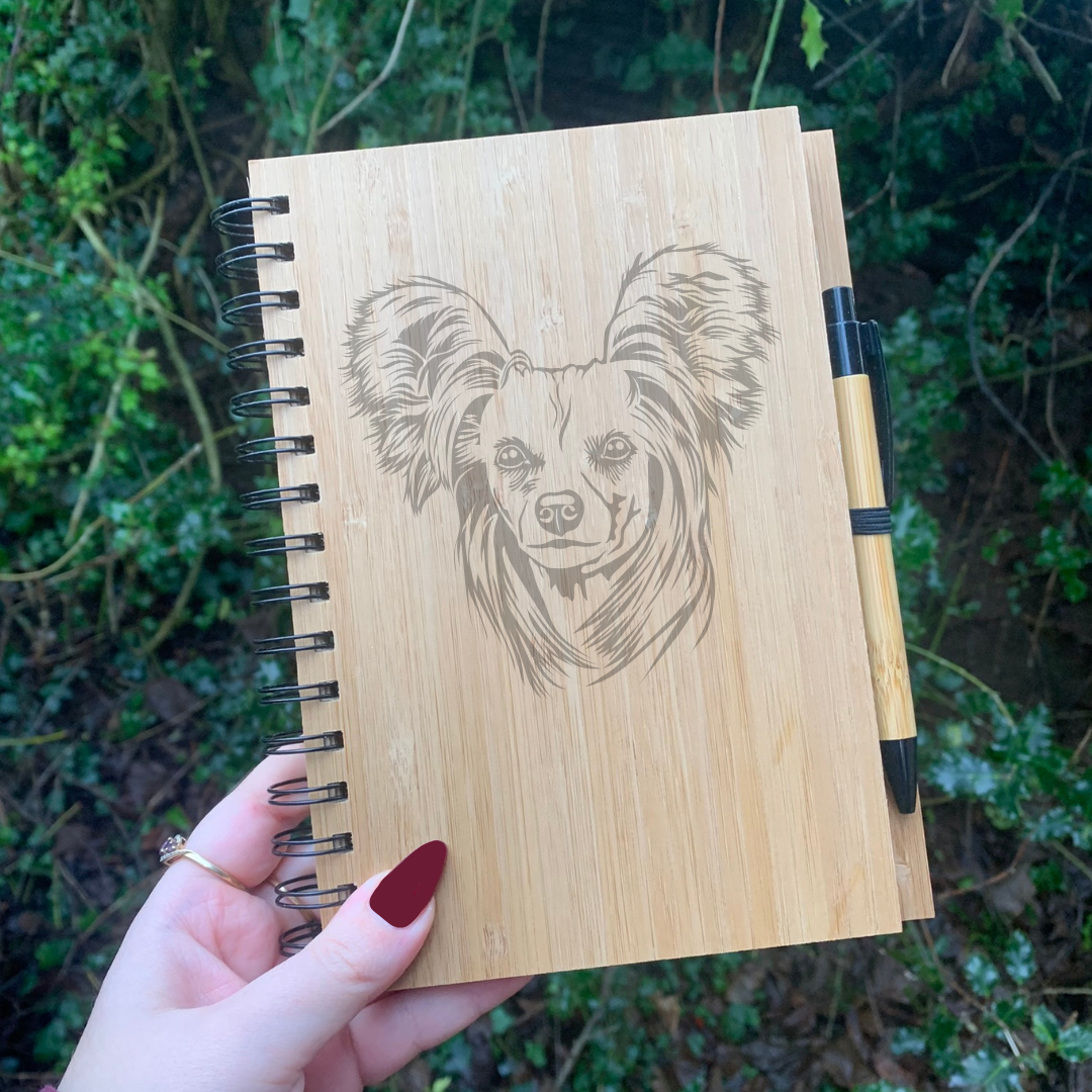 Chinese Crested Face Illustration Engraved Notebook